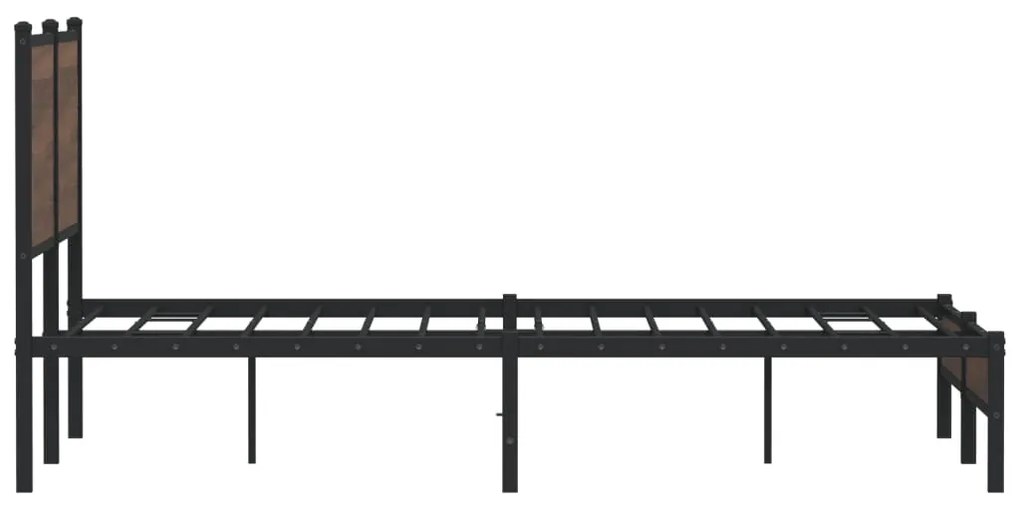 Estrutura cama sem colchão 150x200cm metal carvalho castanho