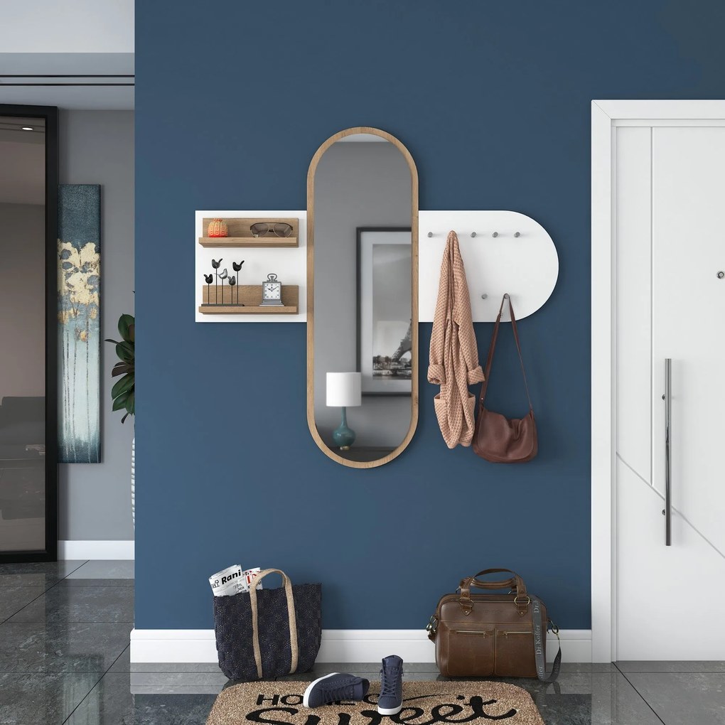 Hall Stand P3 – Branco e Nogueira – 125x120x12 cm