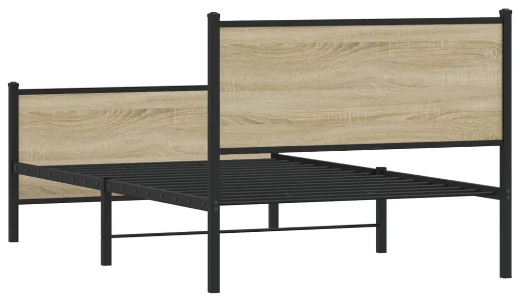 Estrutura de cama sem colchão 100x200 cm metal carvalho sonoma