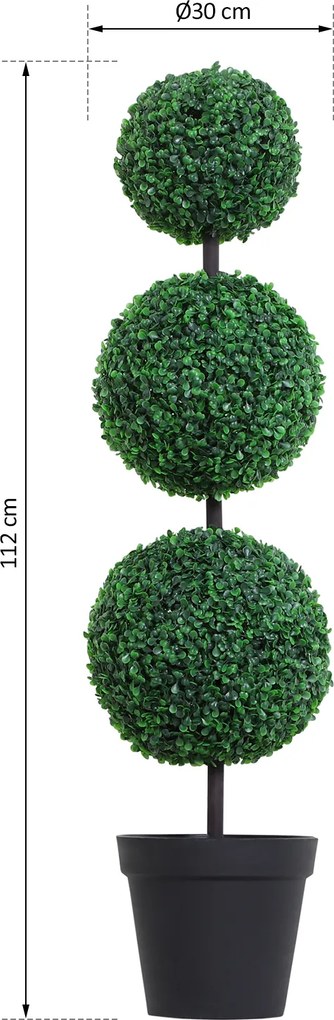Planta artificial em forma de bolas, com dimensões de Ø 30 x 112 cm (altura), verde