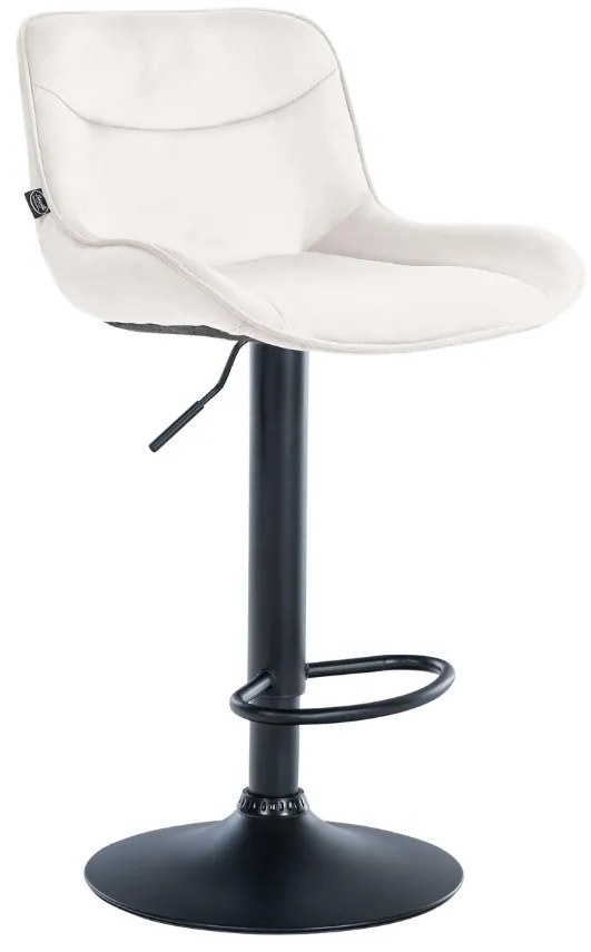 Banco alto em veludo com estrutura preta 85-106 x 49 x 51 cm cor creme