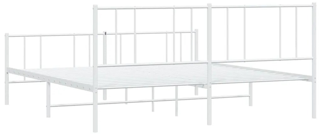 Estrutura de cama com cabeceira e pés 183x213 cm metal branco