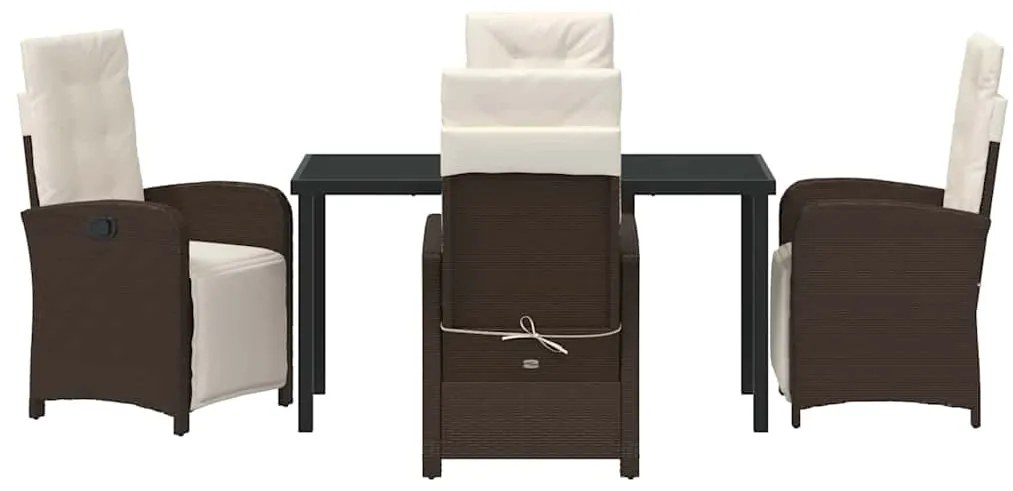 Conjunto de Jantar de Jardim de 5 Peças com Almofadas Marrom em Rattan