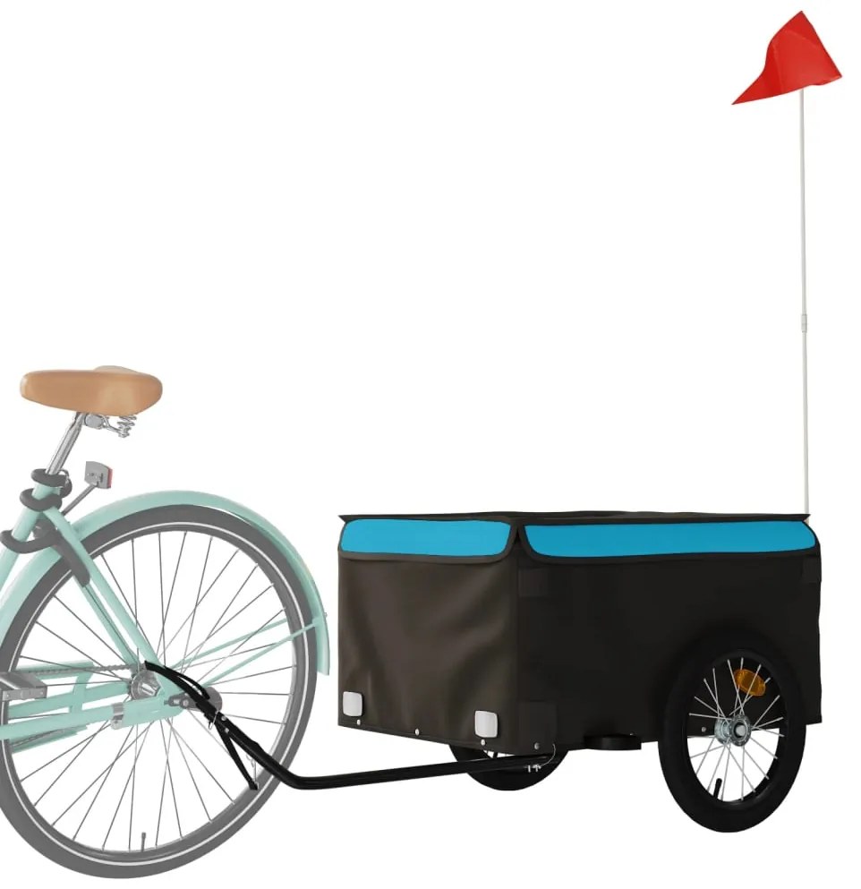 Reboque para bicicleta 45 kg ferro preto e azul