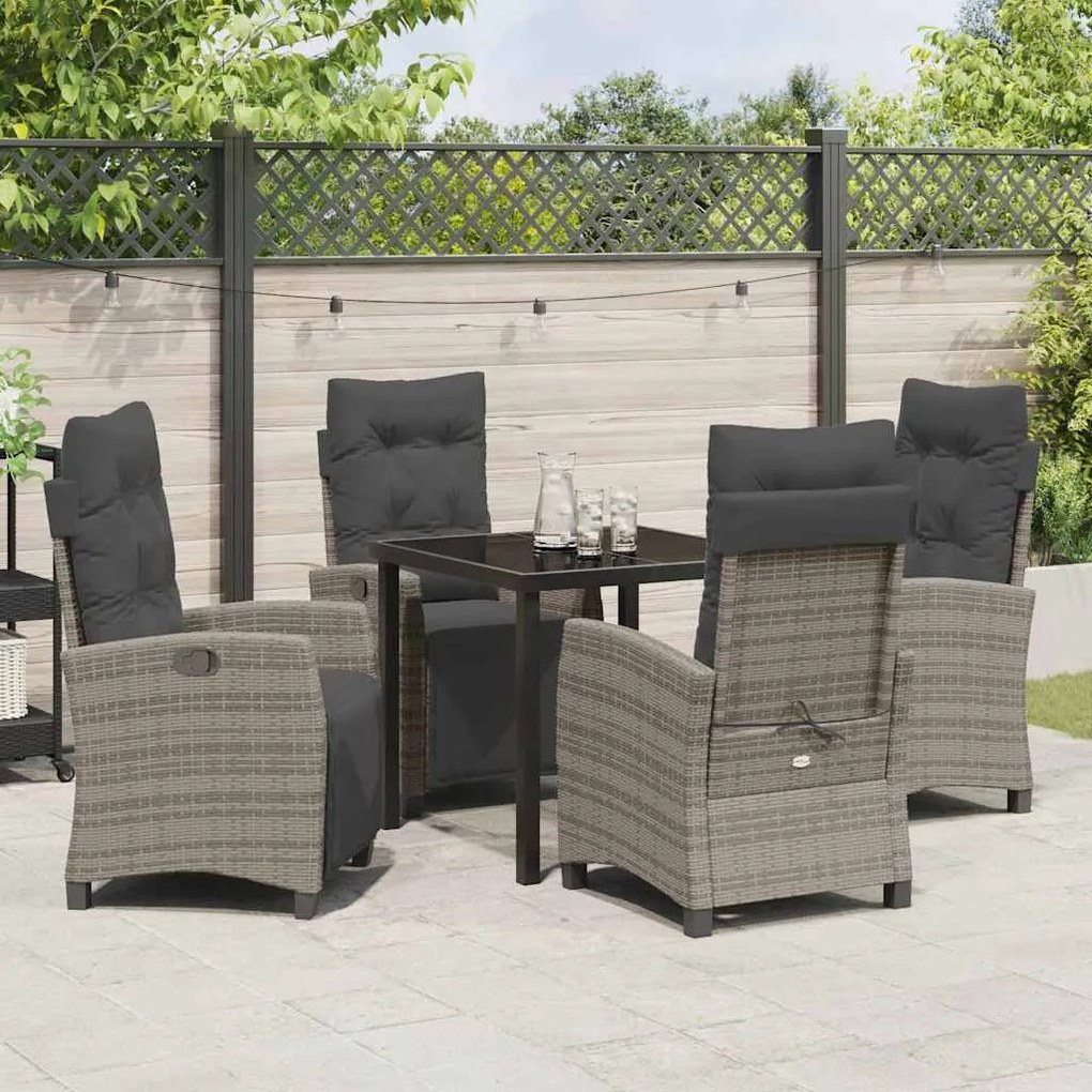 Conjunto de Jantar de Jardim com 5 Peças em Rattan Sintético Cinza