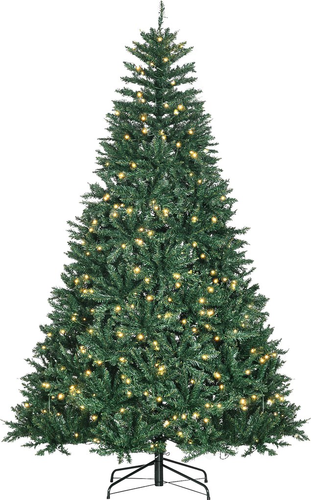 Árvore de Natal Artificial, 142 x 142 x 210 cm, 700 LEDs Brancos Quentes, Verde