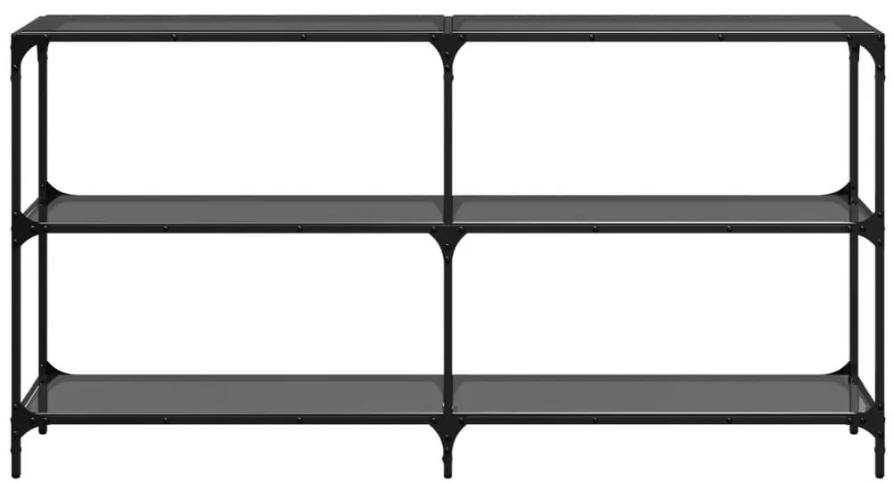Mesa consola com tampo em vidro preto 158,5x30x81 cm aço