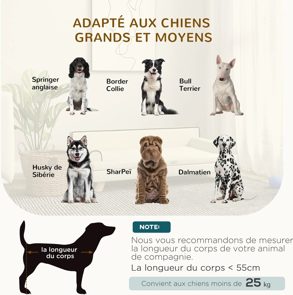 Sofá para cães e gatos com design escandinavo 100 x 62 x 32 cm, almofada macia removível e pés em madeira maciça bege