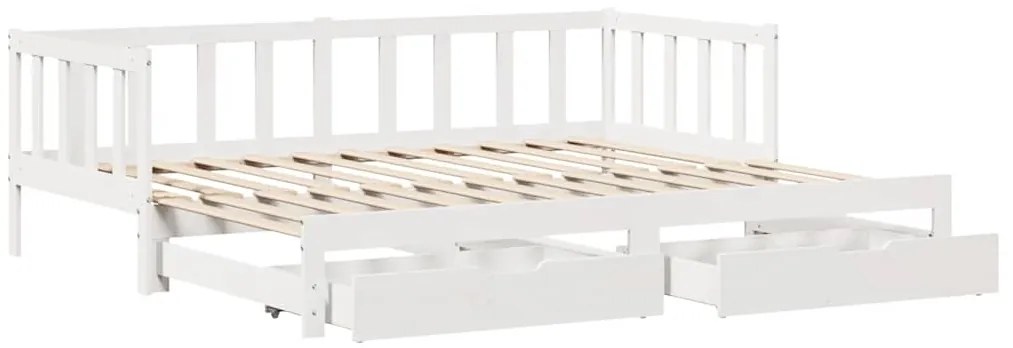 Sofá-cama com gavetão e gavetas sem colchão 80x200 cm branco