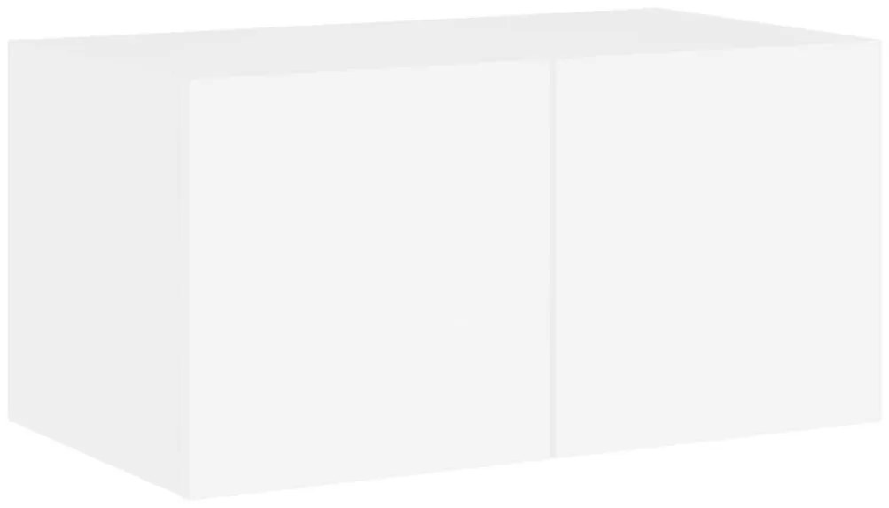 Móvel de parede para TV com luzes LED 60x35x31 cm branco