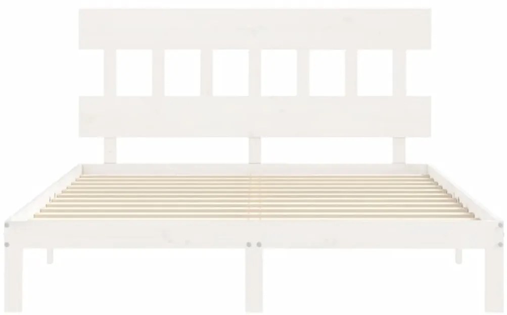 Estrutura de cama King Size com cabeceira madeira maciça branco