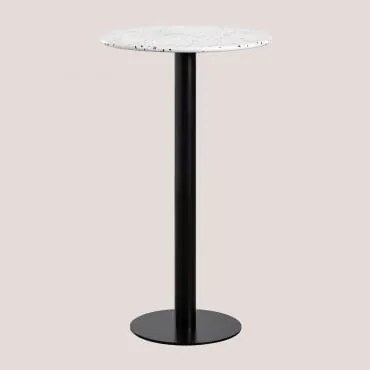 Mesa Alta De Bar Redonda Em Terrazo (ø60 Cm) Dolce Branco - Sklum