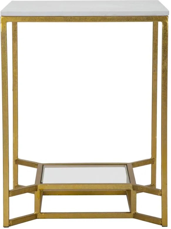 MESA DE CENTRO EM MÁRMORE 47X47X60 CM DOURADO E BRANCO