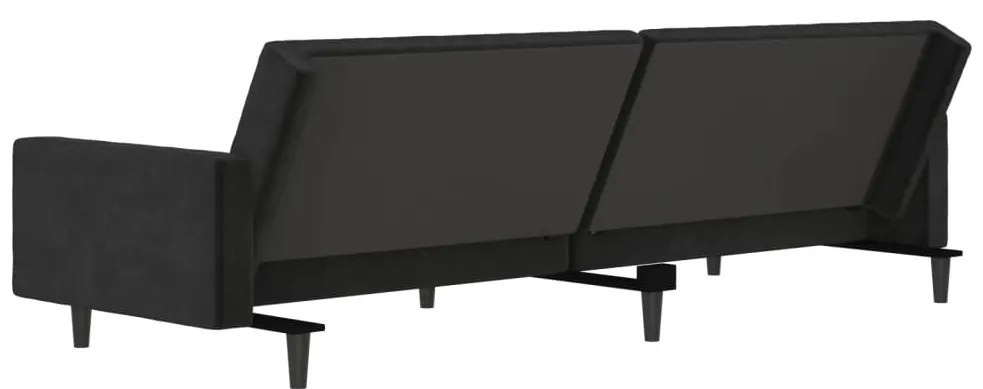 Sofá-cama de 2 lugares veludo preto