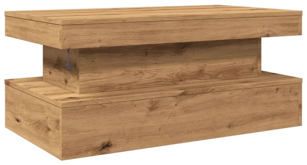 Mesa de centro com luzes LED 90x50x40 cm carvalho artisiano