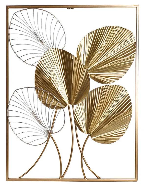 Decoração de Parede DKD Home Decor Dourado Metal Folha de planta (50,5 x 2 x 67,5 cm)