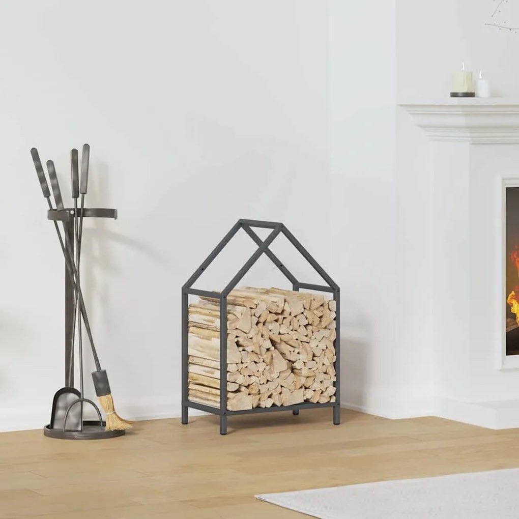 Suporte para lenha 40x25x60 cm aço laminado a frio antracite