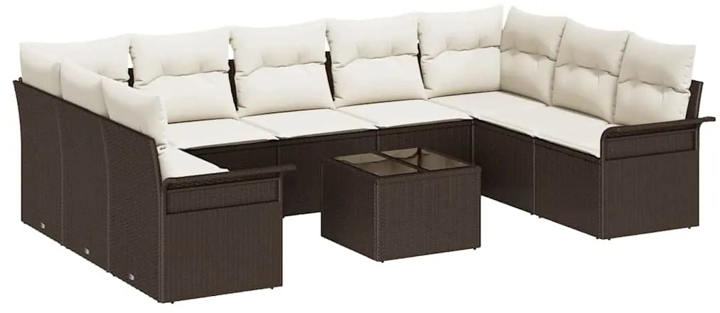 Conjunto de Sofá de Jardim - 10 Peças com Almofadas - Rattan Sintético