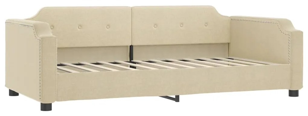 Sofá-cama com gavetão e gavetas 90x200 cm tecido cor creme