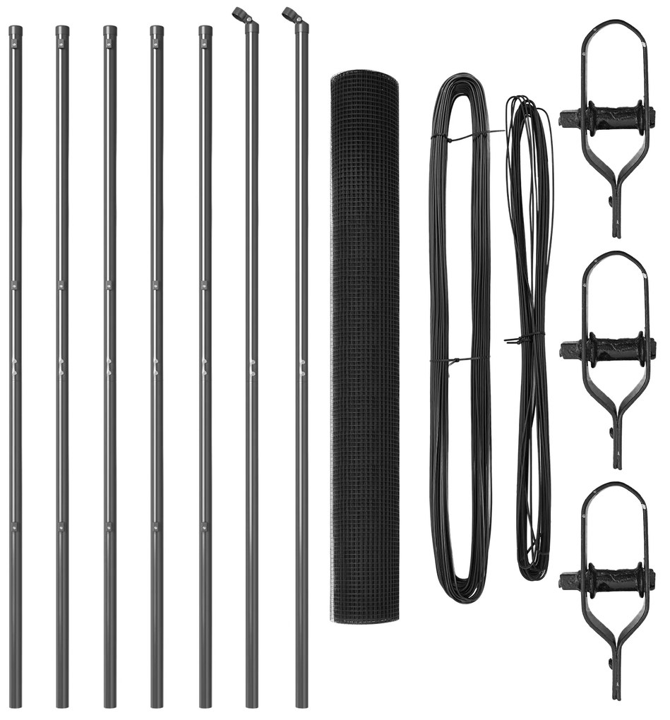 Conjunto de Postes de Cerca de Metal Conjunto de 2 Cinza