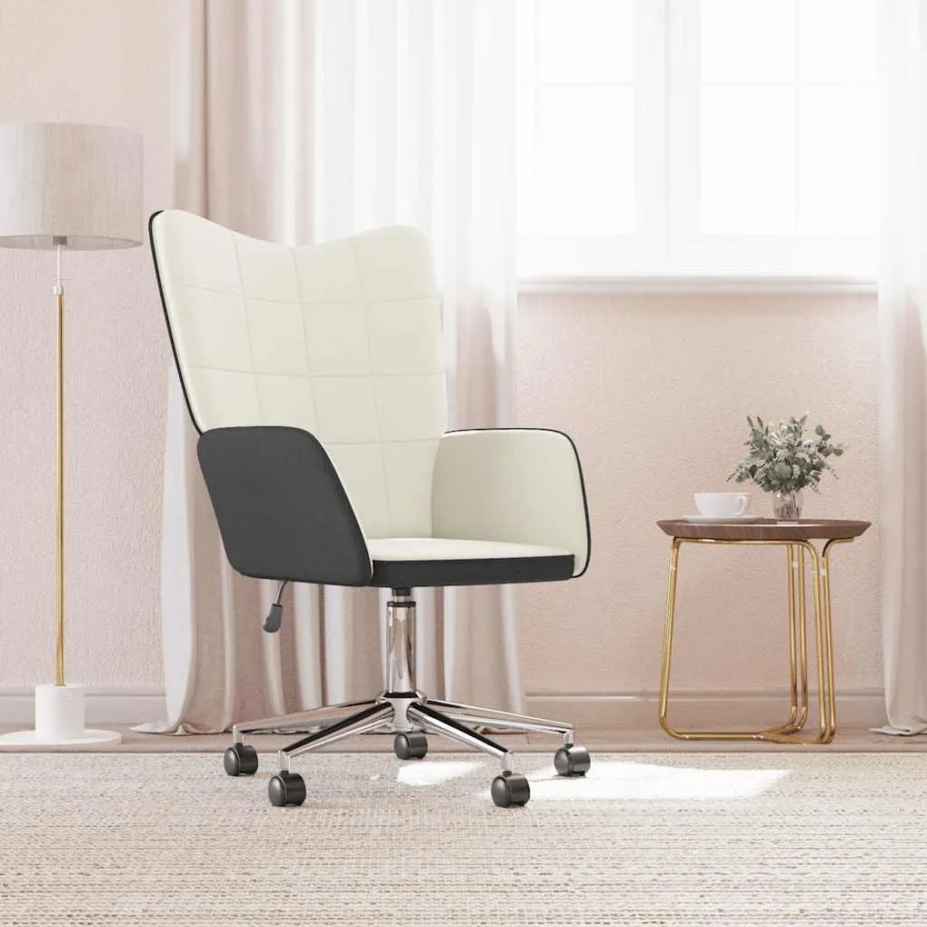 vidaXL Cadeira de descanso PVC e veludo branco nata
