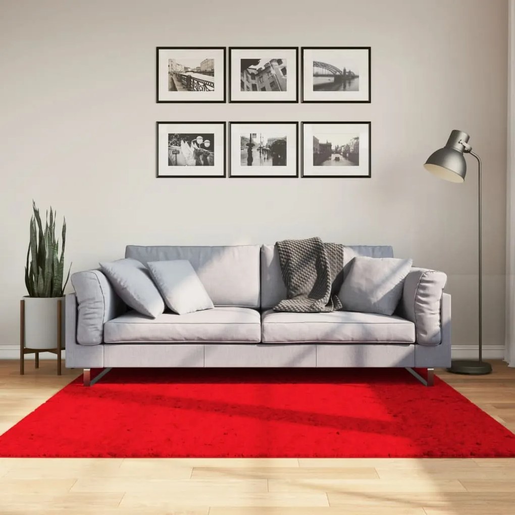 vidaXL Tapete pelo curto macio e lavável HUARTE 160x160 cm vermelho