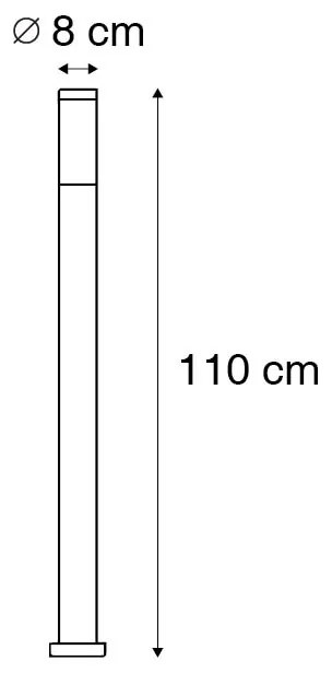 Candeeiro de poste exterior em aço 110 cm IP44 - Rox com ponta de terra e prensa-cabos Moderno