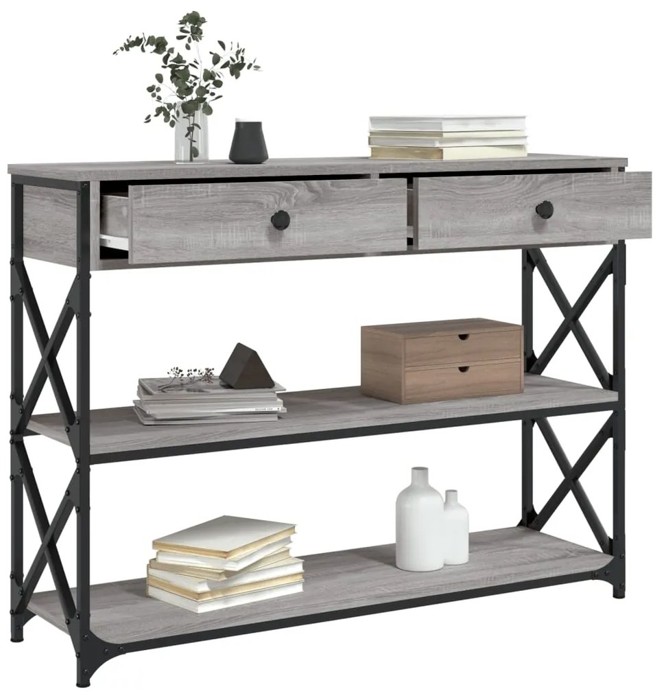 Mesa consola 100x28x75 cm derivados de madeira cinzento sonoma
