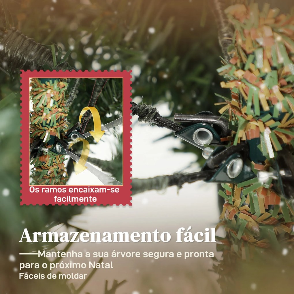 Árvore de Natal Artificial 210 cm (SEM DECORAÇÕES) com 2322 Ramos Densos Suporte Metálico Dobrável para Interior Verde