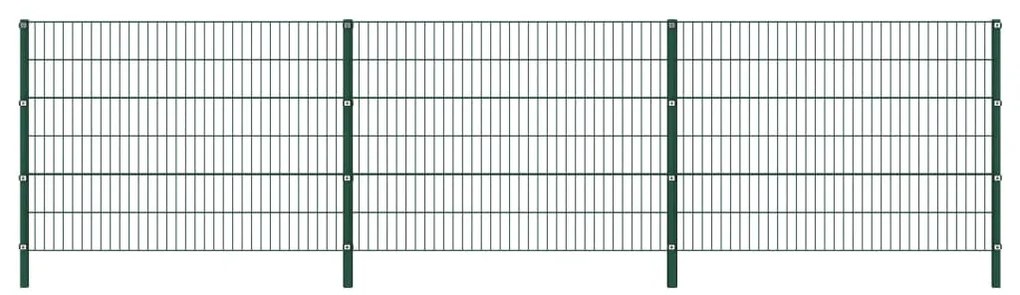 Painel de vedação com postes ferro 5,1x1,2 m verde