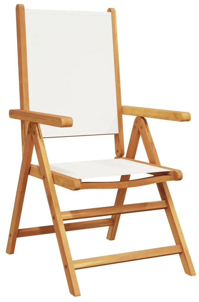 Cadeiras jardim reclin. 4 pcs tecido/madeira maciça branco nata