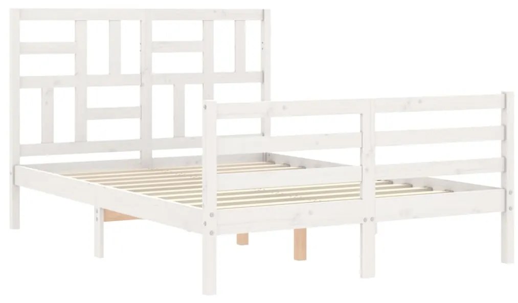 Estrutura de cama com cabeceira 120x200cm madeira maciça branco