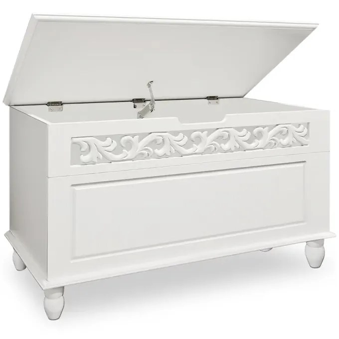 Baú arrumação de madeira Jersey 80x40x48cm Branco