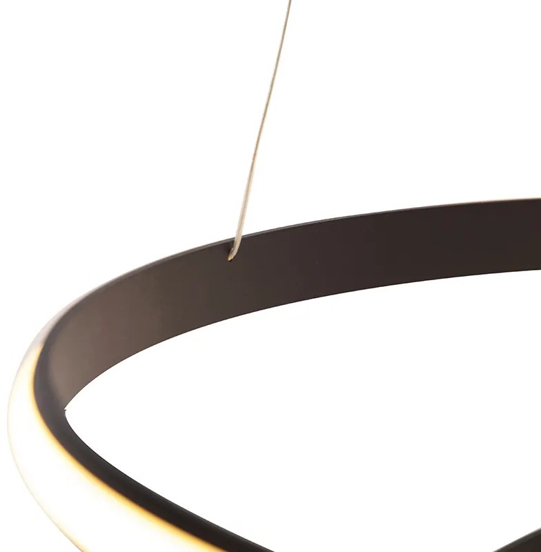 Candeeiro de suspensão moderno preto 74 cm com LED - Rowan Moderno