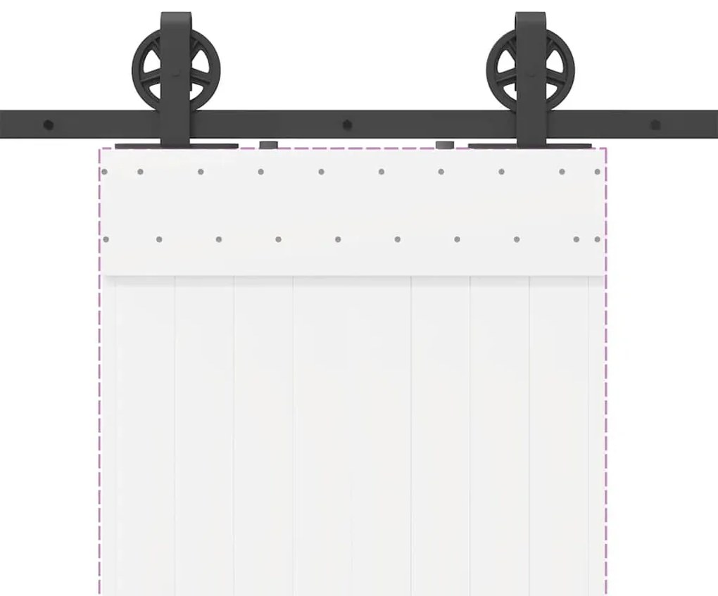 Kit de ferragens para porta deslizante 183 cm aço preto