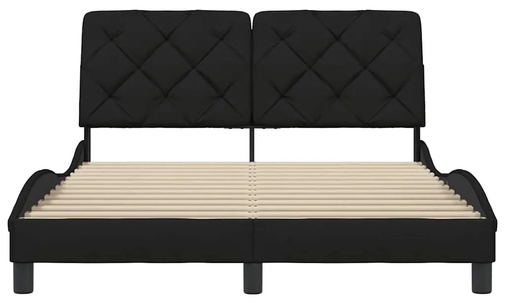 Estrutura de cama sem colchão 140x190 cm tecido preto