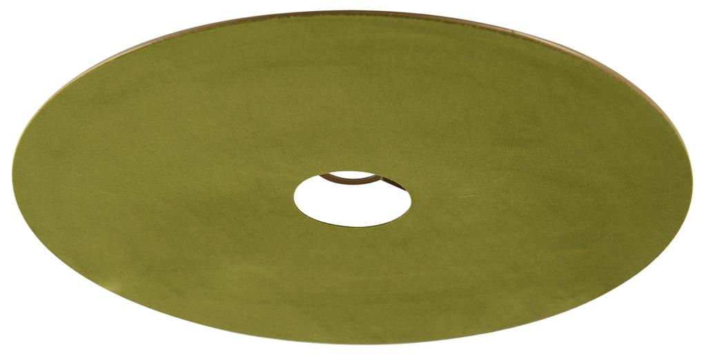 Abajur plano de veludo verde com ouro 45 cm