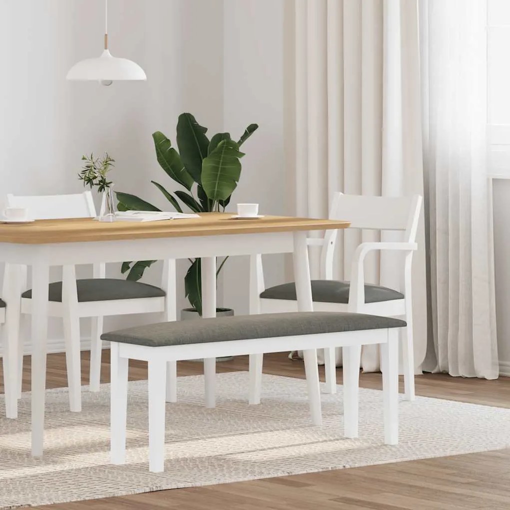 vidaXL Banco 110 cm madeira seringueira maciça branco