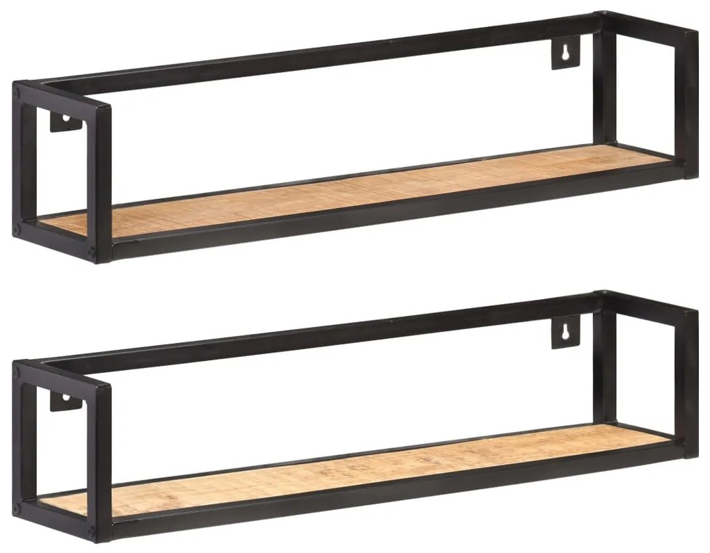 vidaXL Prateleiras de parede 2 pcs 80 cm madeira de mangueira áspera
