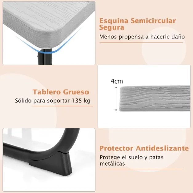 Conjunto de moveis jardim Mesa redonda e 4 bancos para 8 pessoas Carga 225 kg para jardim terraço campismo Cinzento