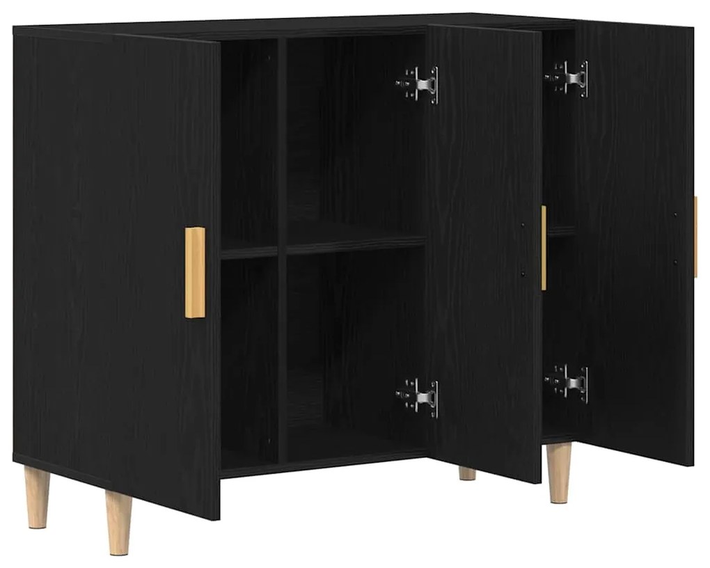 Aparador vidaXL Preto Carvalho 90x34x80 cm Madeira de Engenharia