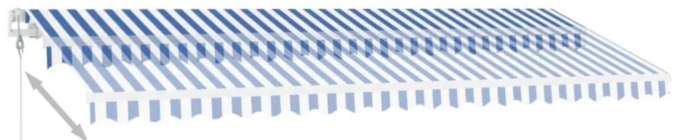 Toldo automático LED e sensor de vento 500x300 cm azul e branco