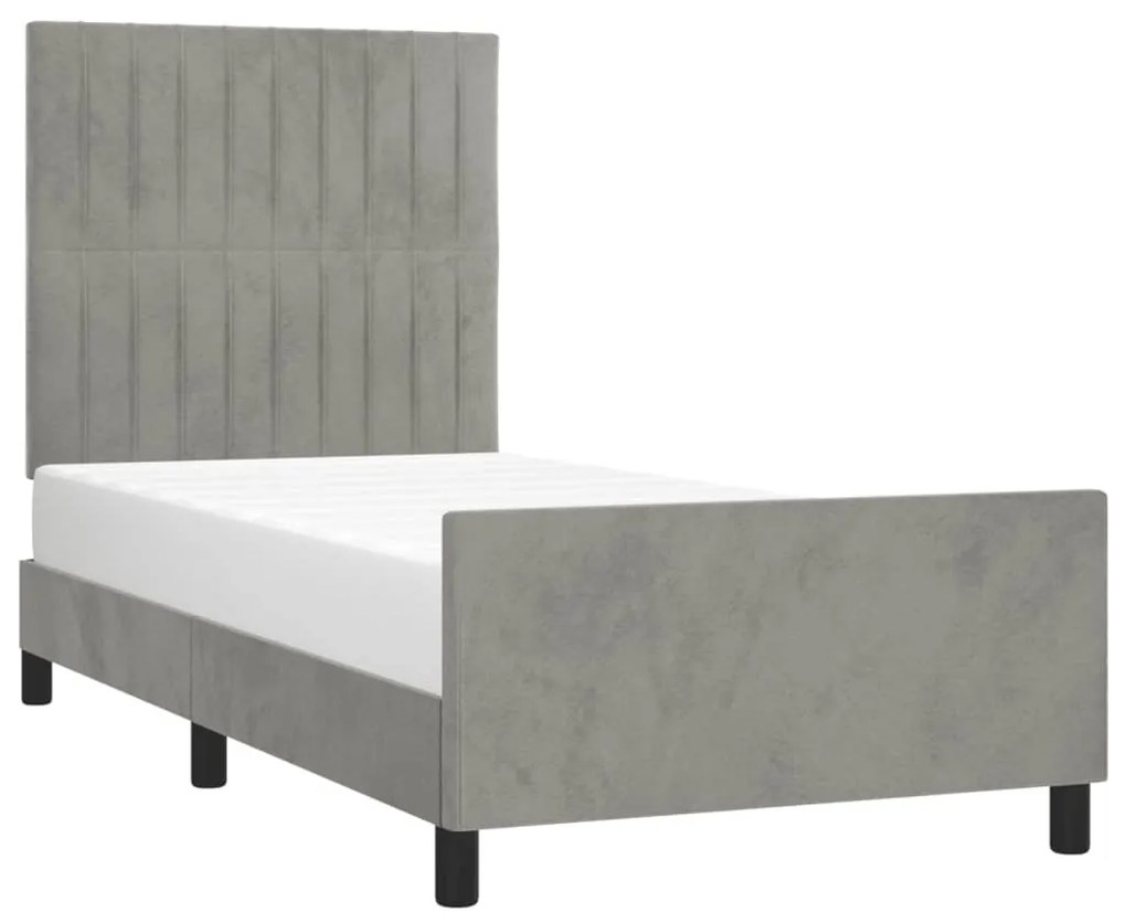 Estrutura de cama sem colchão 90x200 cm veludo cinzento-claro