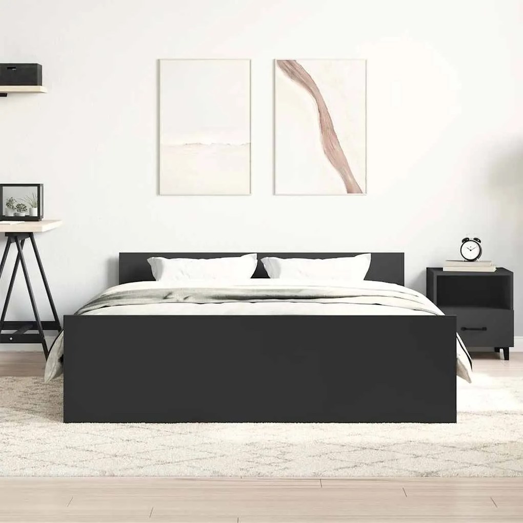 Estrutura cama c/ painéis de cabeceira e pés 120x200 cm preto