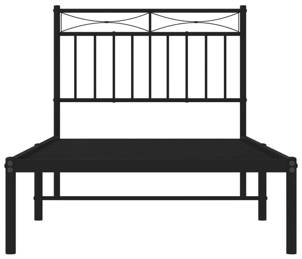 Estrutura de cama com cabeceira 90x200 cm metal preto