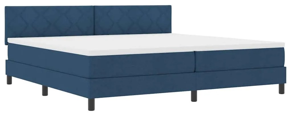 Cama Box Spring com Colchão Azul 200x200 cm Tecido