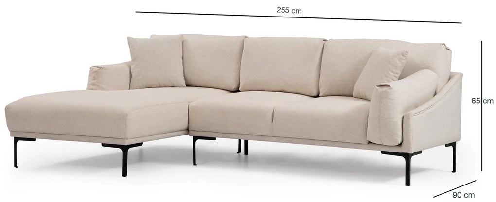 **** Sofá de Canto Leo Corner – Creme – 255 x 150 cm
**