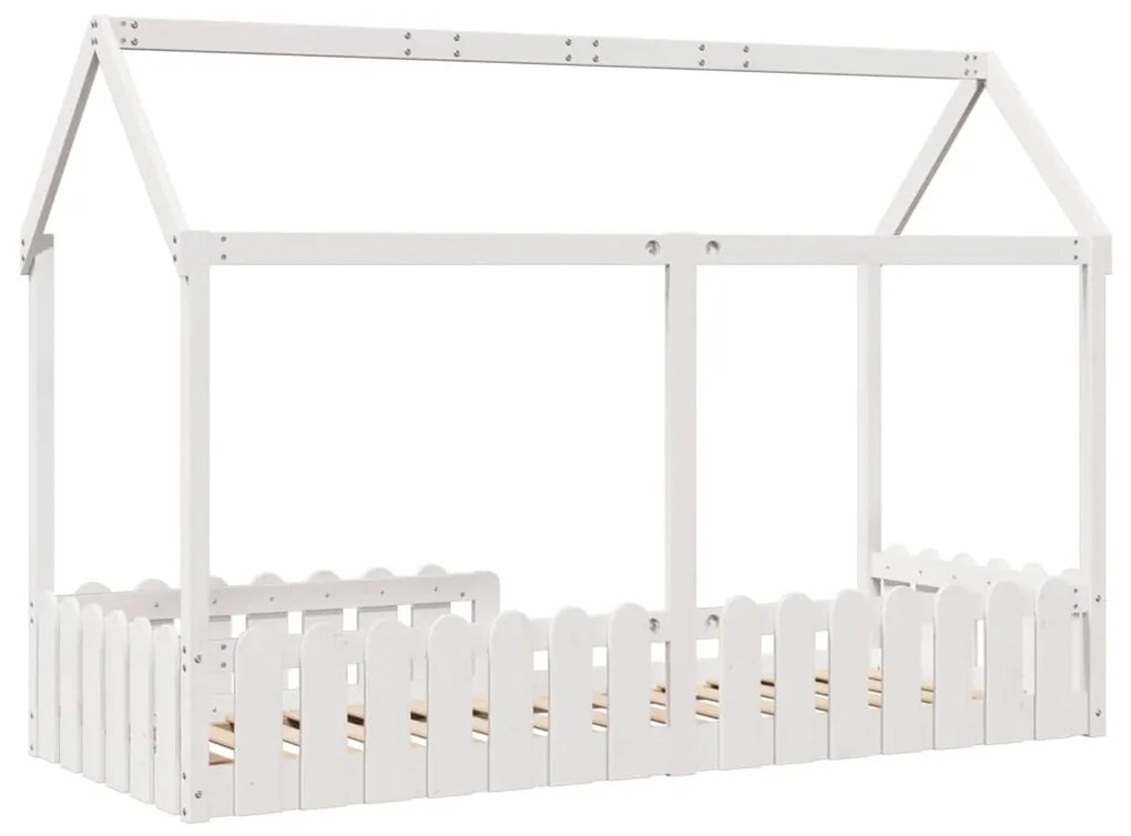 Cama infantil formato casa 80x200 cm pinho maciço branco