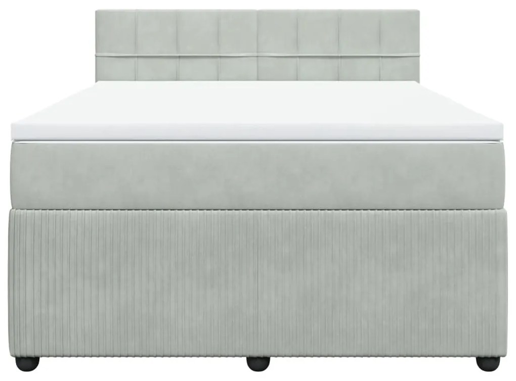 Cama com molas/colchão 160x200 cm veludo cinzento-claro