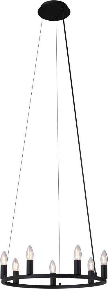 Candeeiro suspenso inteligente preto 7 luzes incluindo WiFi C35 - Knight